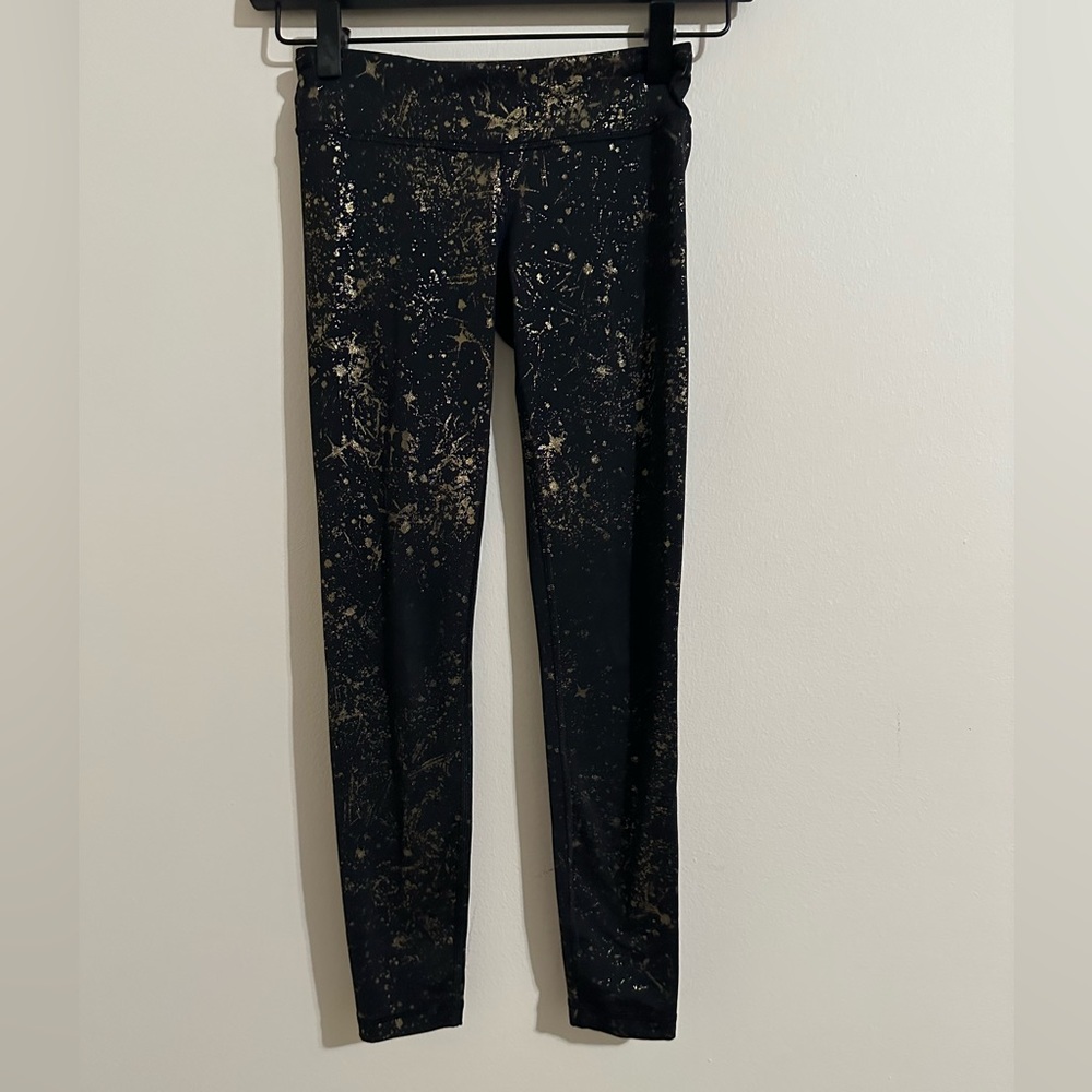 Ivivva Lululemon Girls Black Gold Sparkle Leggings 8